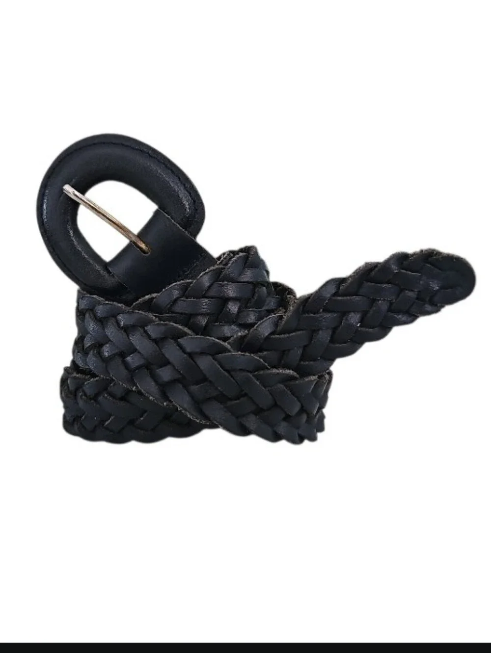 Vintage Capezio Braided Leather Belt Navy Blue Argentina Woven M L Boho Classic
